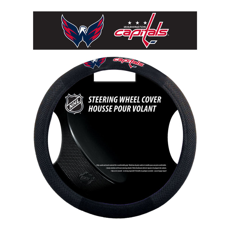 Washington Capitals Steering Wheel Cover Mesh Style - Special Order