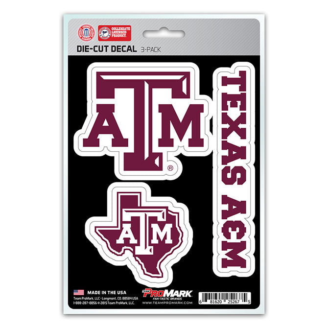 Texas A&M Aggies Decal Die Cut Team 3 Pack