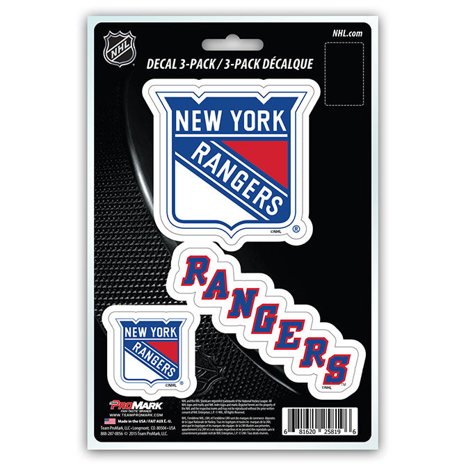 New York Rangers Decal Die Cut Team 3 Pack