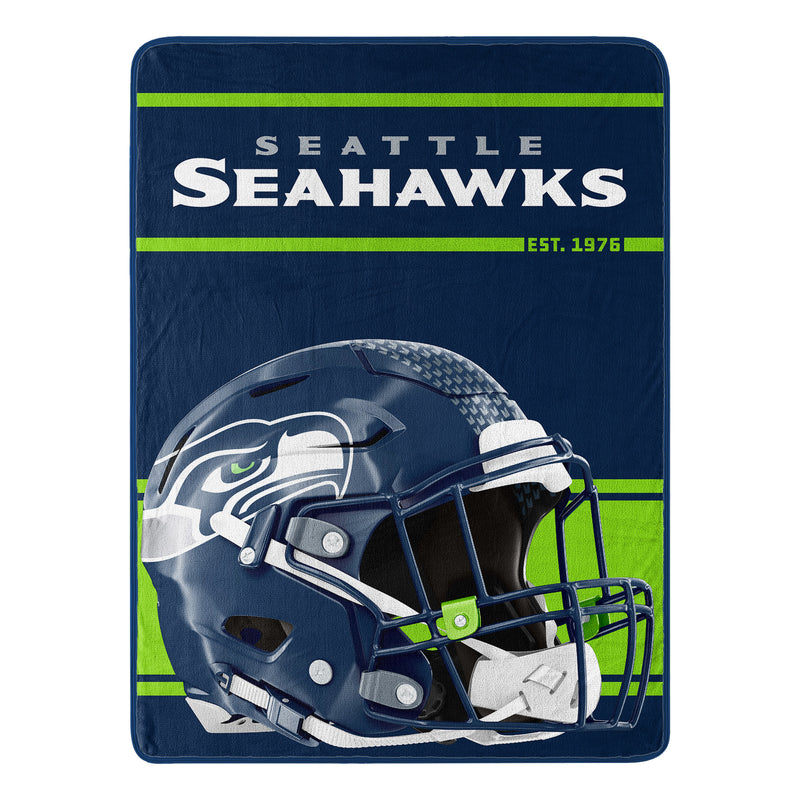 Seattle Seahawks Blanket 46x60 Micro Raschel Run Design Rolled