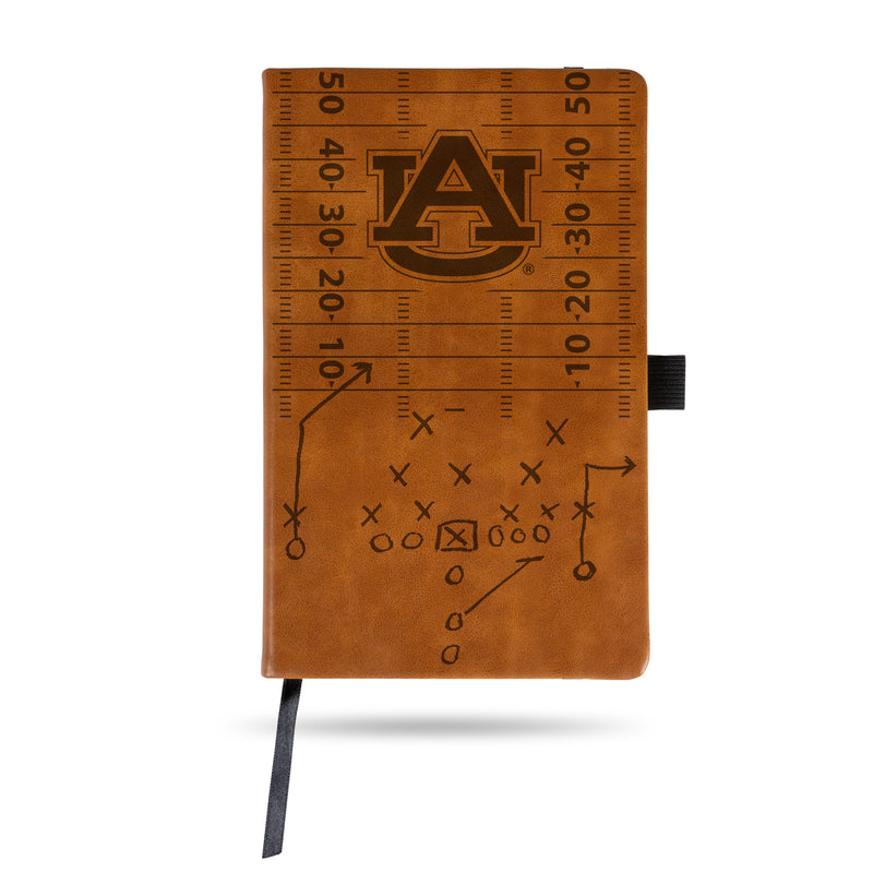 AUBURN LASER ENGRAVED BROWN NOTEPAD WITH ELASTIC BAND
