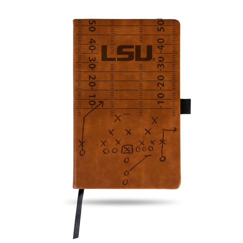 LSU LASER ENGRAVED BROWN NOTEPAD WITH ELASTIC BAND