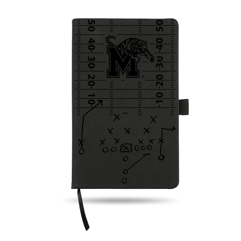 MEMPHIS LASER ENGRAVED BLACK NOTEPAD WITH ELASTIC BAND