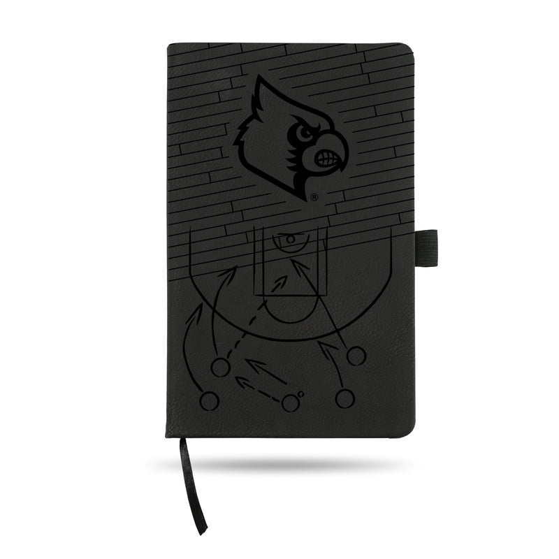 LOUISVILLE BASKETBALL LASER ENGRAVED BLACK NOTEPAD WITH ELASTIC BAND