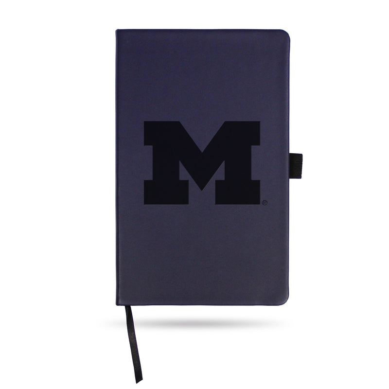 MICHIGAN UNIVERSITY TEAM COLOR LASER ENGRAVED NOTEPAD W/ ELASTIC BAND - NAVY