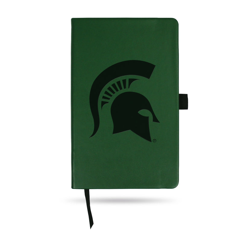 MICHIGAN STATE TEAM COLOR LASER ENGRAVED NOTEPAD W/ ELASTIC BAND - GREEN