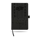 OKLAHOMA STATE LASER ENGRAVED BLACK NOTEPAD WITH ELASTIC BAND