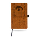 IOWA UNIVERSITY LASER ENGRAVED BROWN NOTEPAD WITH ELASTIC BAND