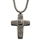 Men's Stainless Steel Silver Plated Cross Pendant with Gray Jasper Stone, with 24 inch long Steel Box Chain