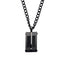 Men's Stainless Steel Black Plated & Black Cable Inlayed Dog Tag Pendant with 24 inch Chain.
