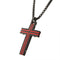 Men's Stainless Steel Black & Red Plated Dante Cross Pendant with 24 inch long Black Plated Bold Round Box Chain