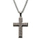 Men's Stainless Steel Hammered Cross Pendant with Chain. 24 inch long